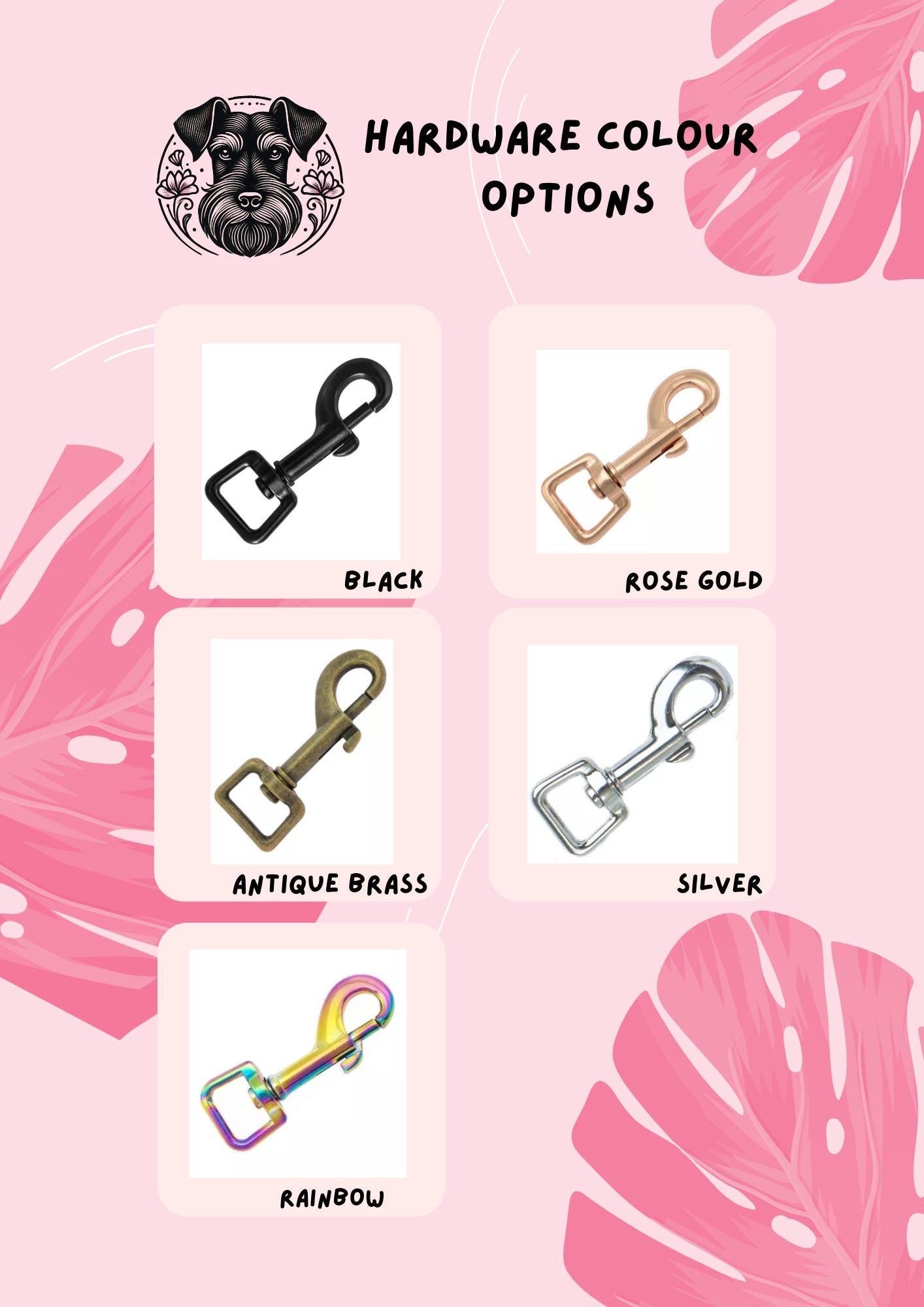 8" Dog Safety Clip: Backup for Prong Collars, Waterproof, Custom Hardware,Choice of Colour