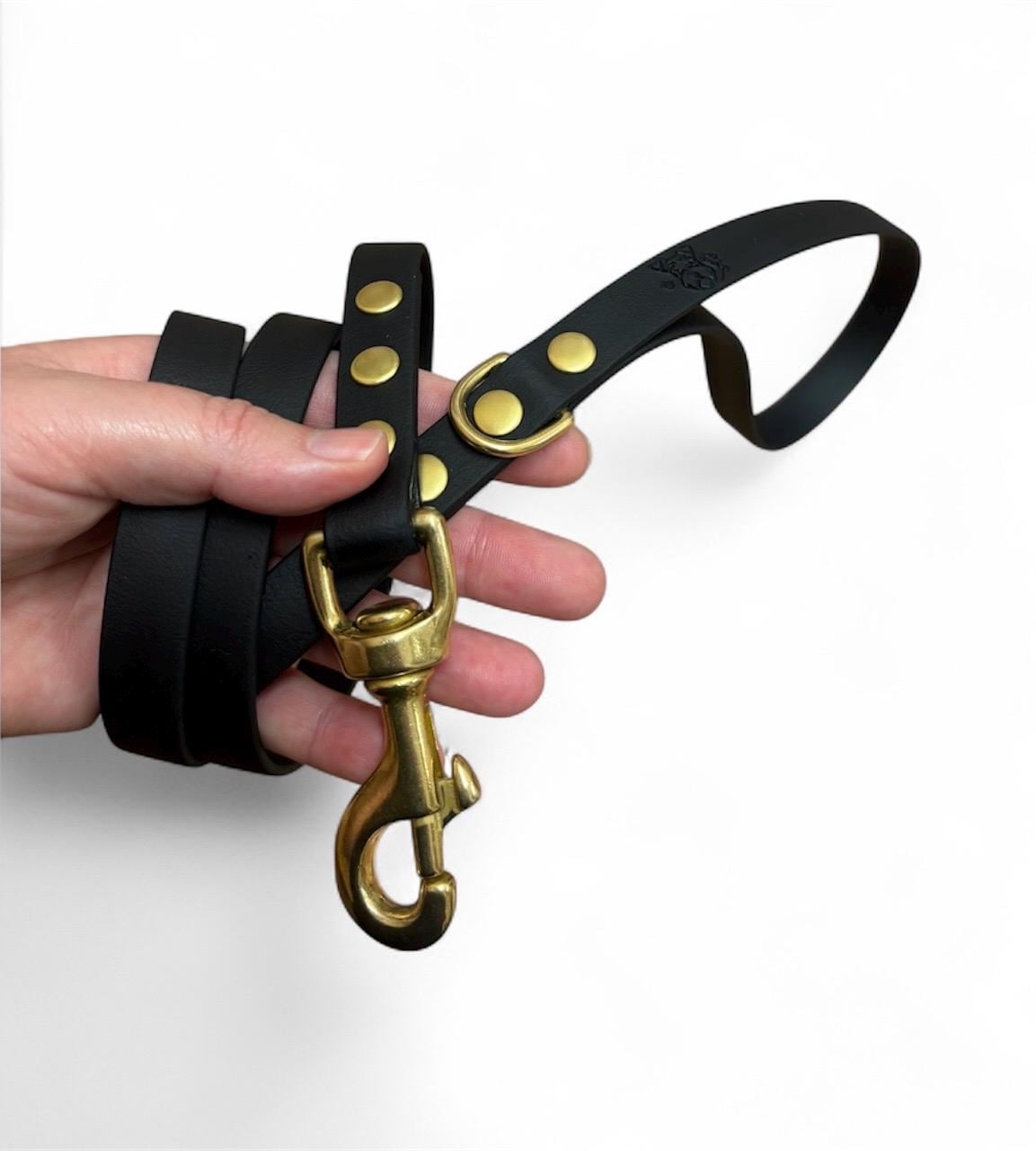 Black Biothane Dog Lead: Waterproof with Solid Brass Hardware