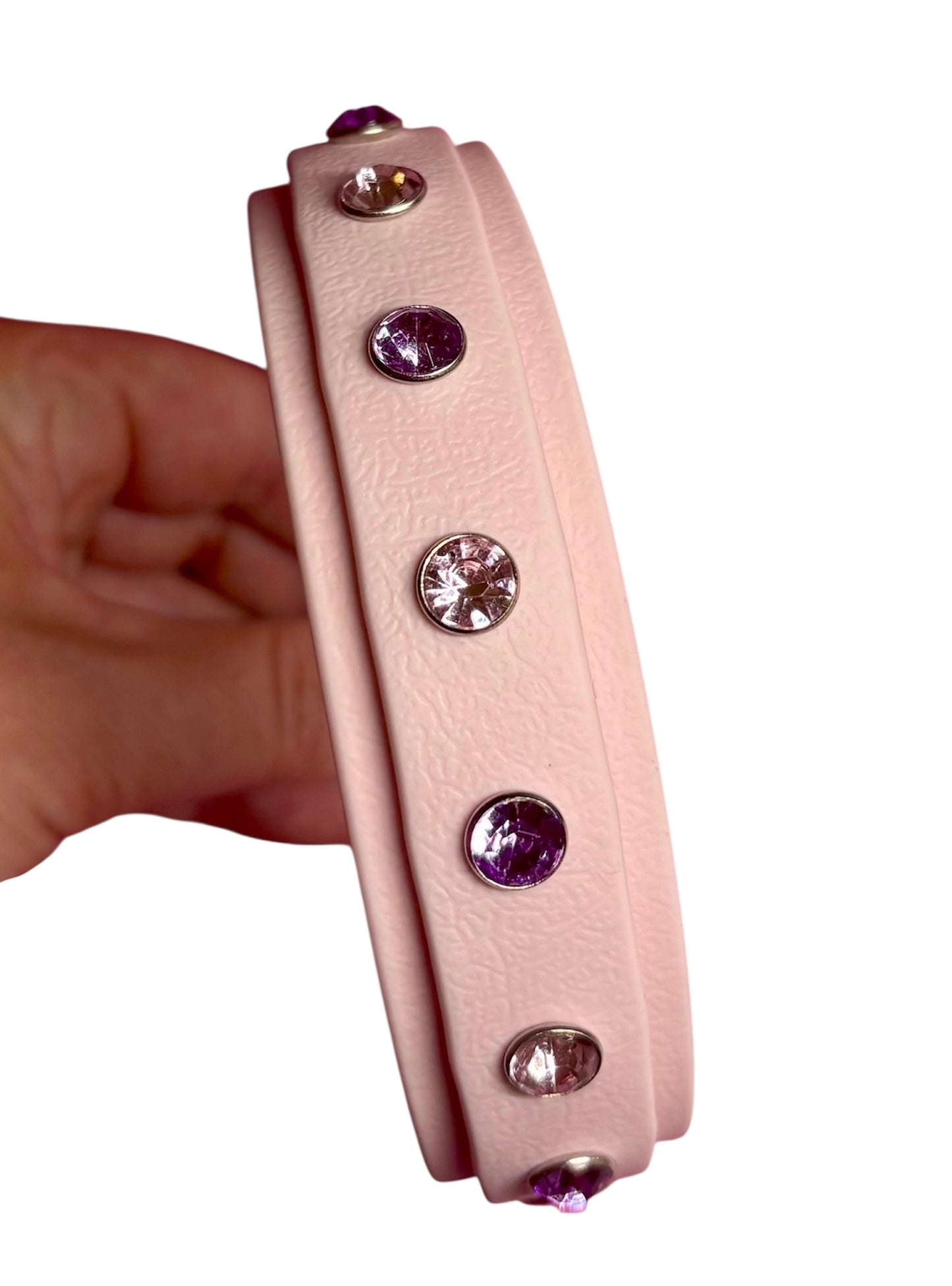 Crystal Rhinestone Diamanté Waterproof Dog Collar Blush Pink with Rose Gold Hardware - Sparkle Collection