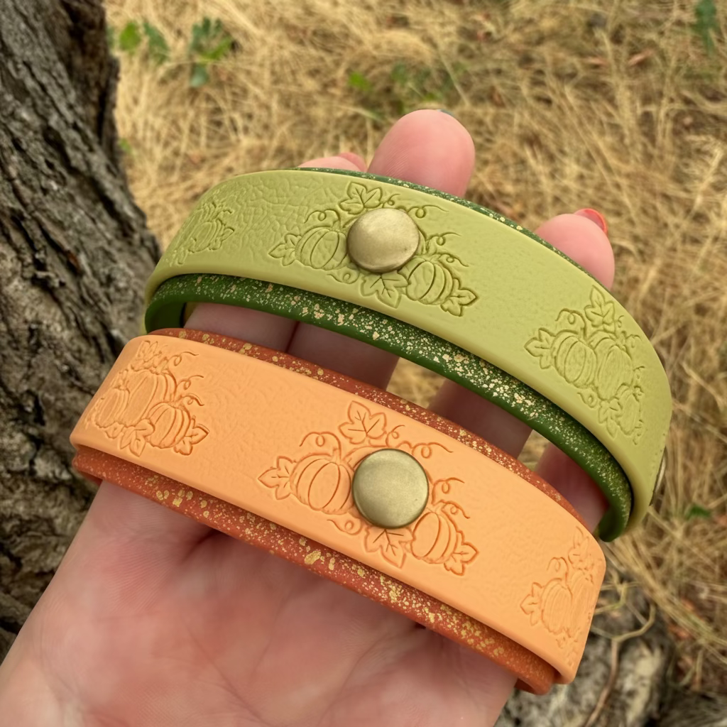 Autumn Pumpkins Collection Embossed Dog Collar