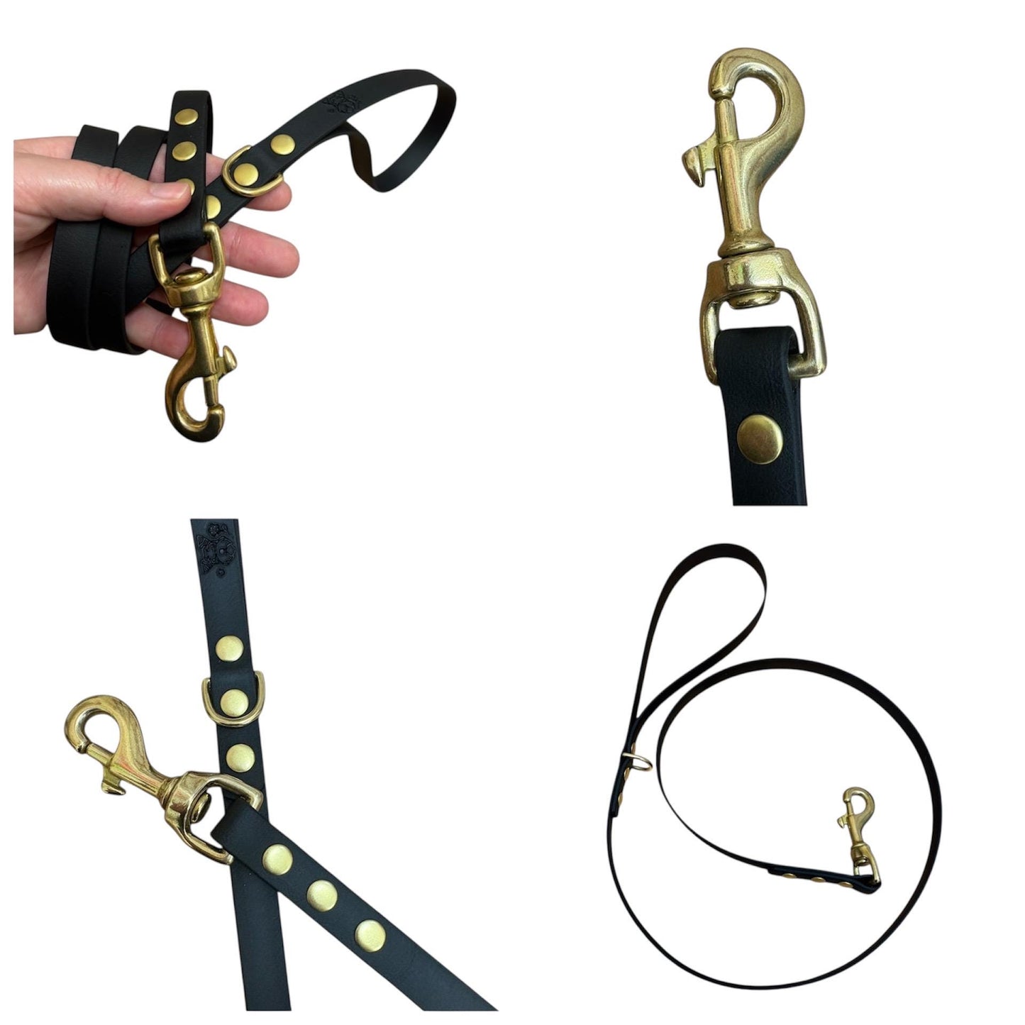 Black Biothane Dog Lead: Waterproof with Solid Brass Hardware