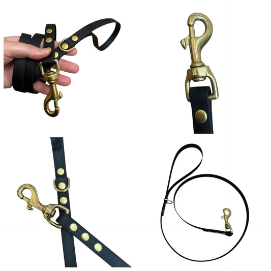 Black Biothane Dog Lead: Waterproof with Solid Brass Hardware