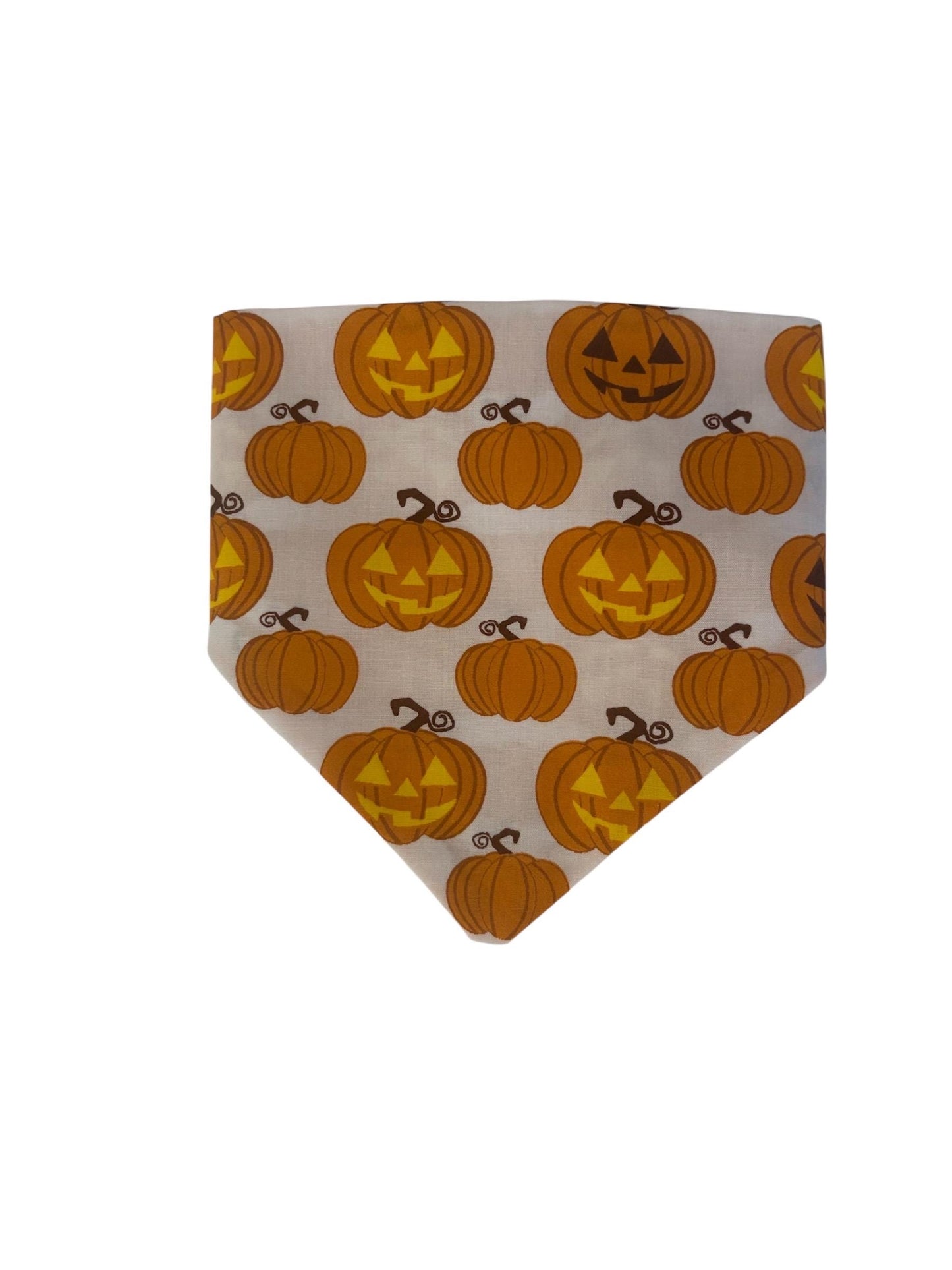 Elastic Scrunchie Dog Bandana – Halloween Pumpkin Print for Autum – Easy Slip-On Overhead Neckwear