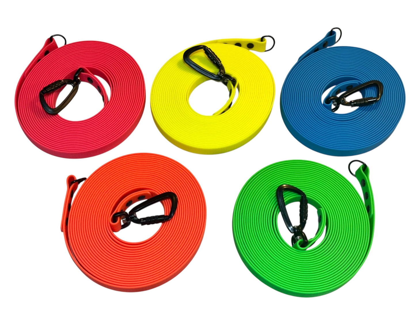 Neon Grippy Waterproof Long Line: Dog Training Mantrailing Leash with Carabiner