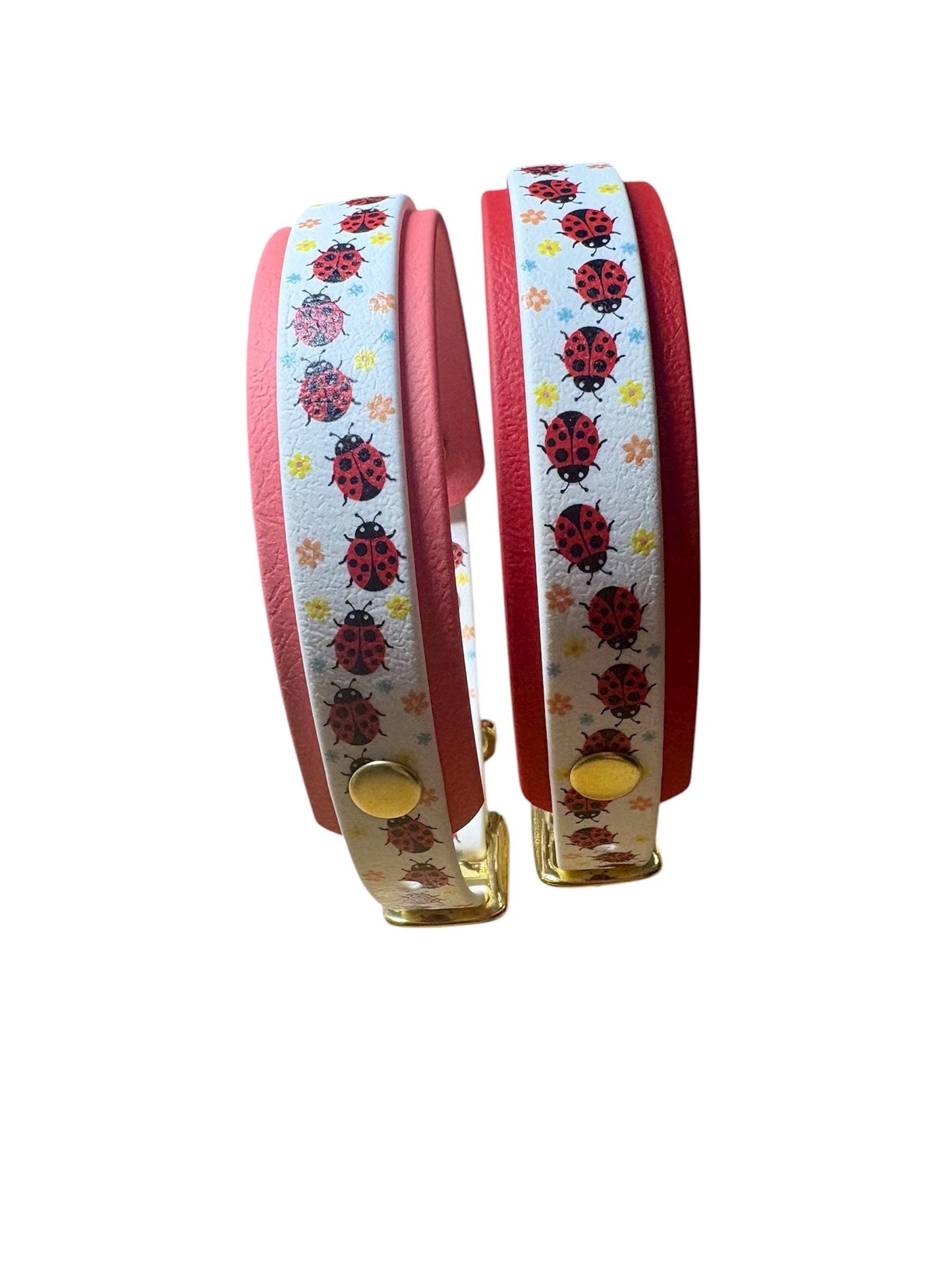 Ladybird Print Biothane Dog Collar: Waterproof with Solid Brass Hardware