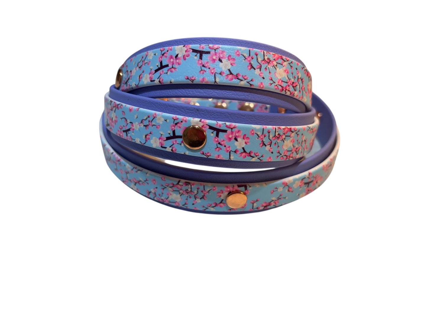Biothane Waterproof Dog Collar Lilac Sakura Cherry Blossom with Rose Gold Hardware