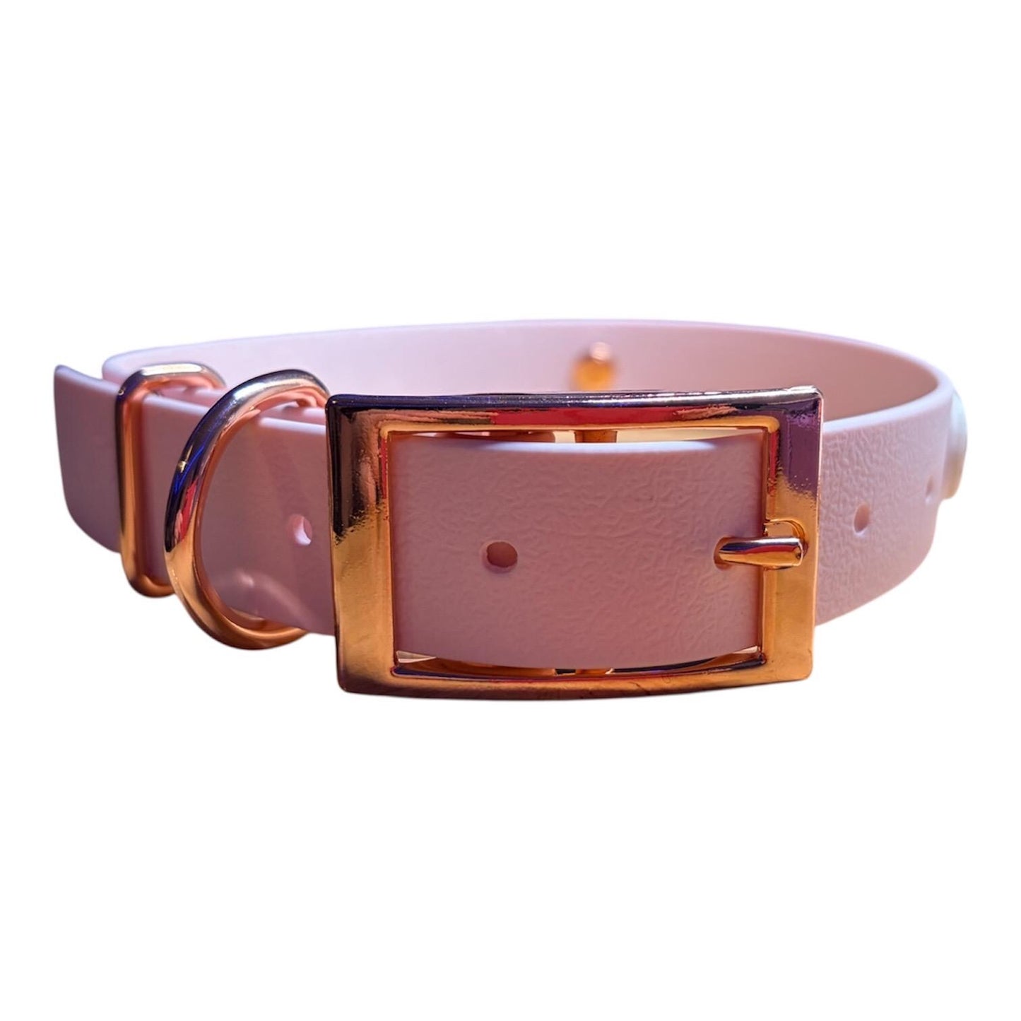 Biothane Waterproof Dog Collar Pink Sakura Cherry Blossom with Rose Gold Hardware
