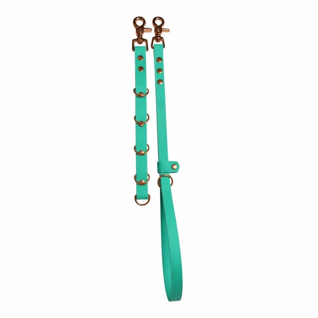 Waterproof Dog Grooming Noose Set: Extender, Belly Strap, Rose Gold Hardware