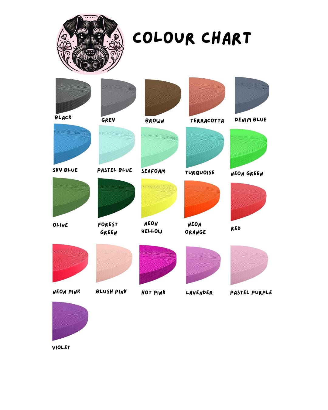 Waterproof Lead Regular (20mm Wide) Dog Lead with Choices of Colour & Hardware