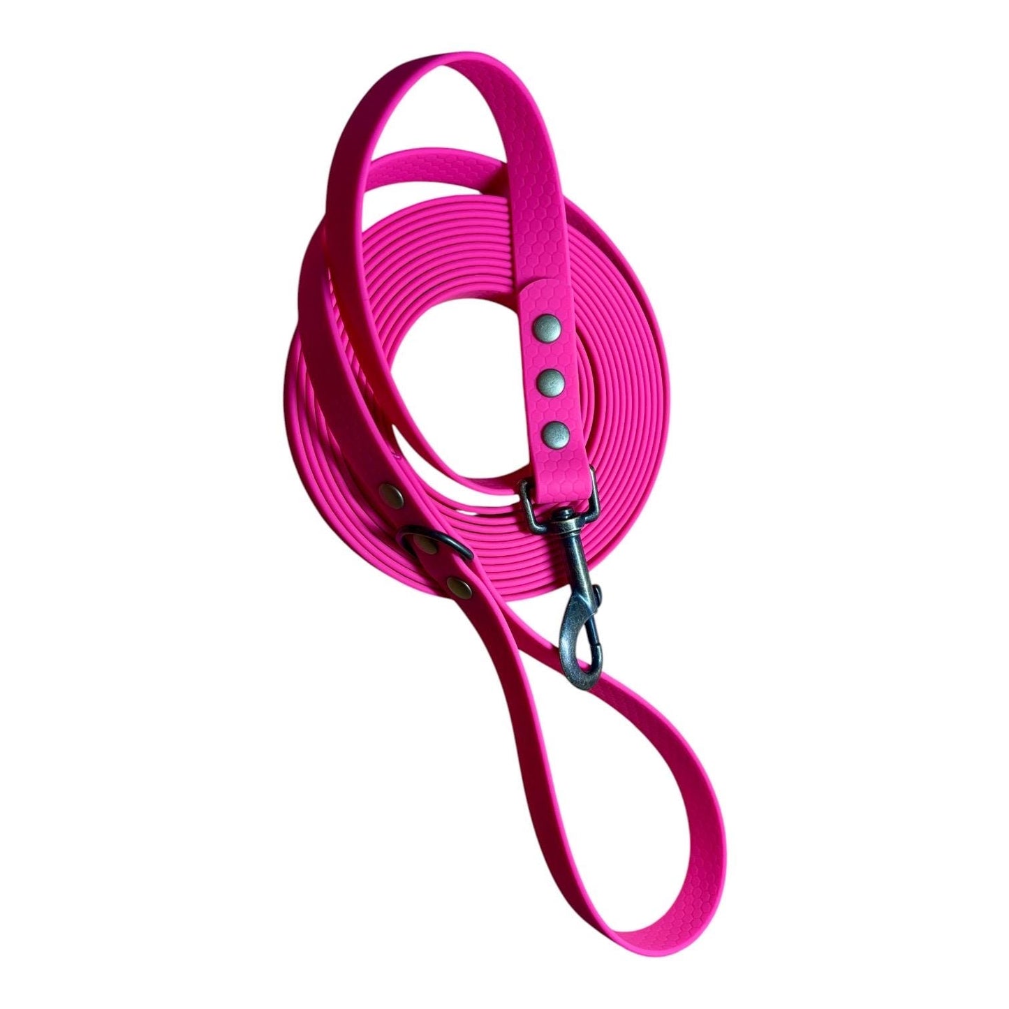 Waterproof Hexa Dog Long Line Lead: Grippy Training Leash, Choice of Color & Hardware