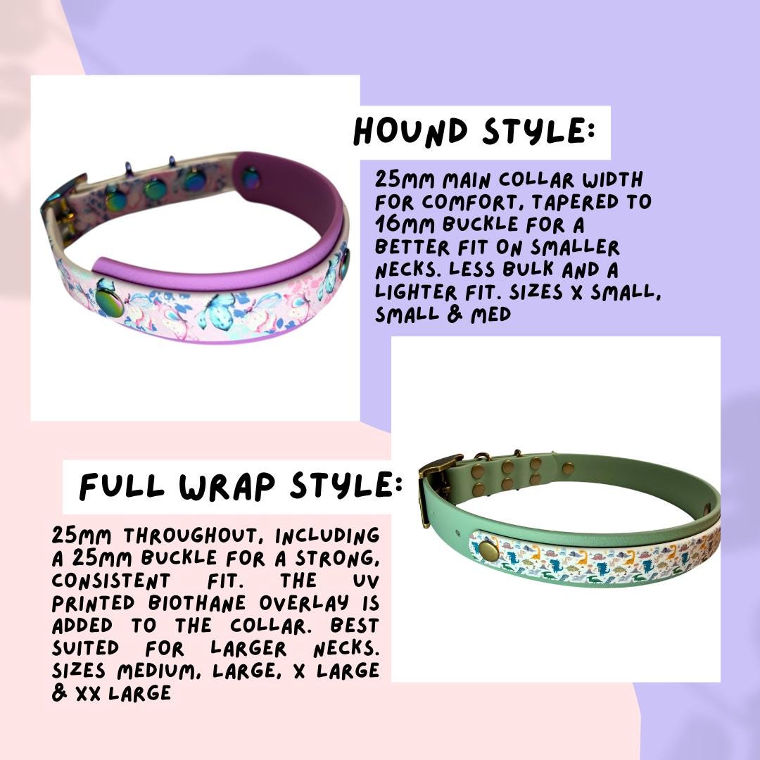Pastel Candy Hearts Print Biothane Dog Collar: Waterproof with Silver Hardware