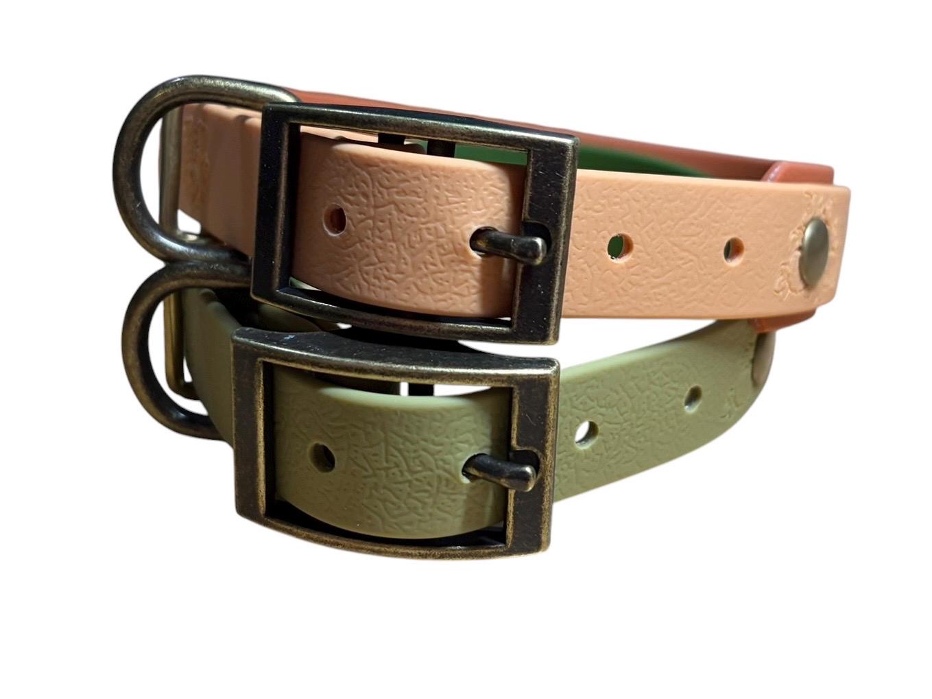 Embossed Pumpkin Dog Collar, Waterproof Fall Autumn Webbing, Antique Brass Hardware