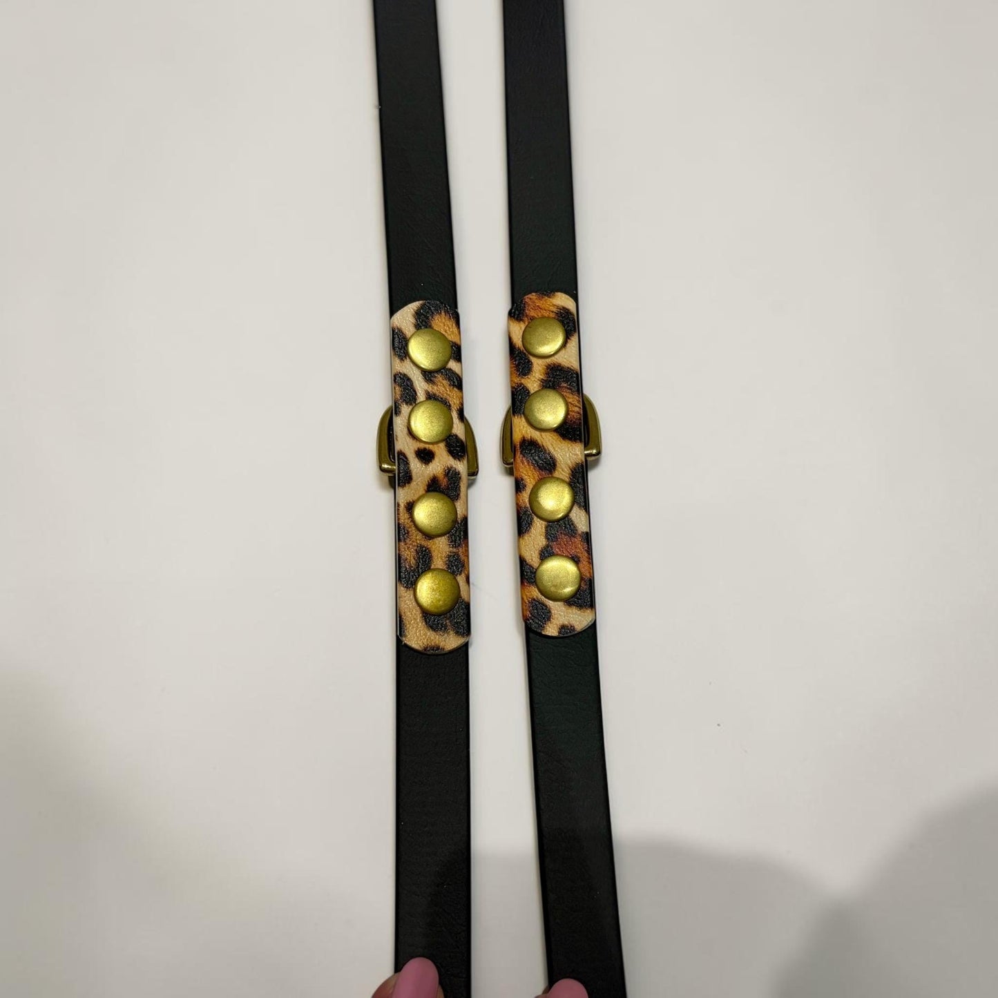 Black and Leopard Print Biothane Multiway Training Lead: Double Ended Adjustable Hands-Free Dog Leash