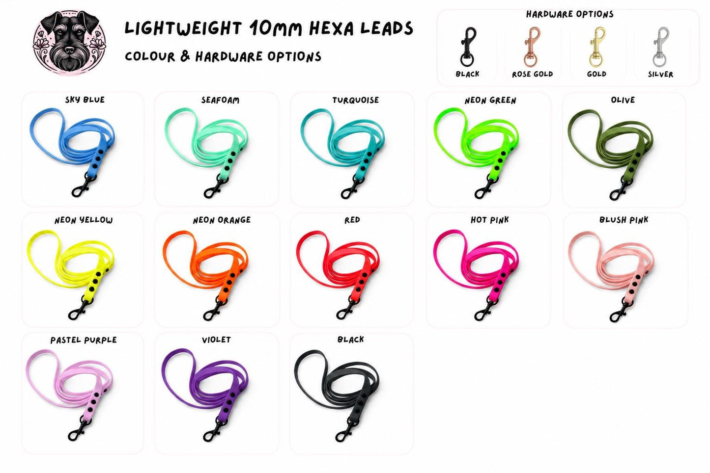 Lightweight Slim Lead Designed for Small Breed Dogs and Puppies - Waterproof, Light and Soft