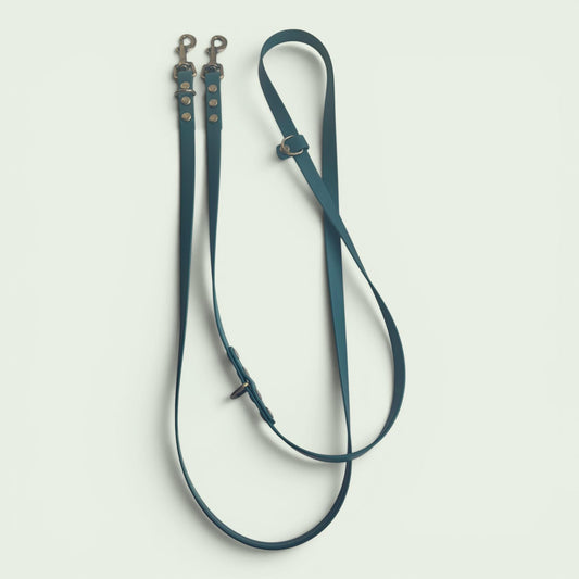 Forest Green Biothane Dog Lead: Classic Lead or 2m Training Lead Waterproof with Antique Brass Hardware
