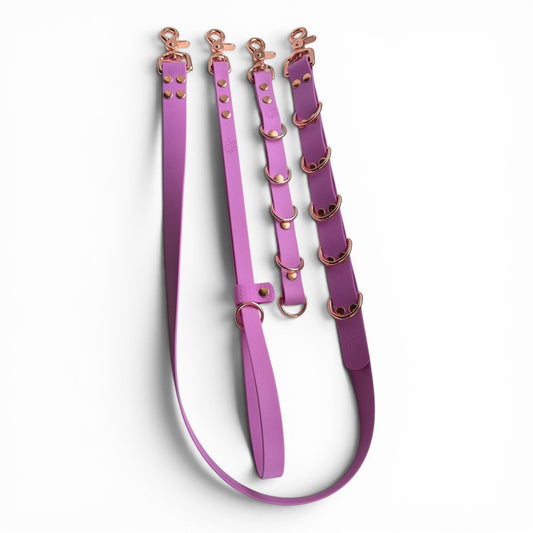 Waterproof Dog Grooming Noose Set: Extender, Belly Strap, Rose Gold Hardware