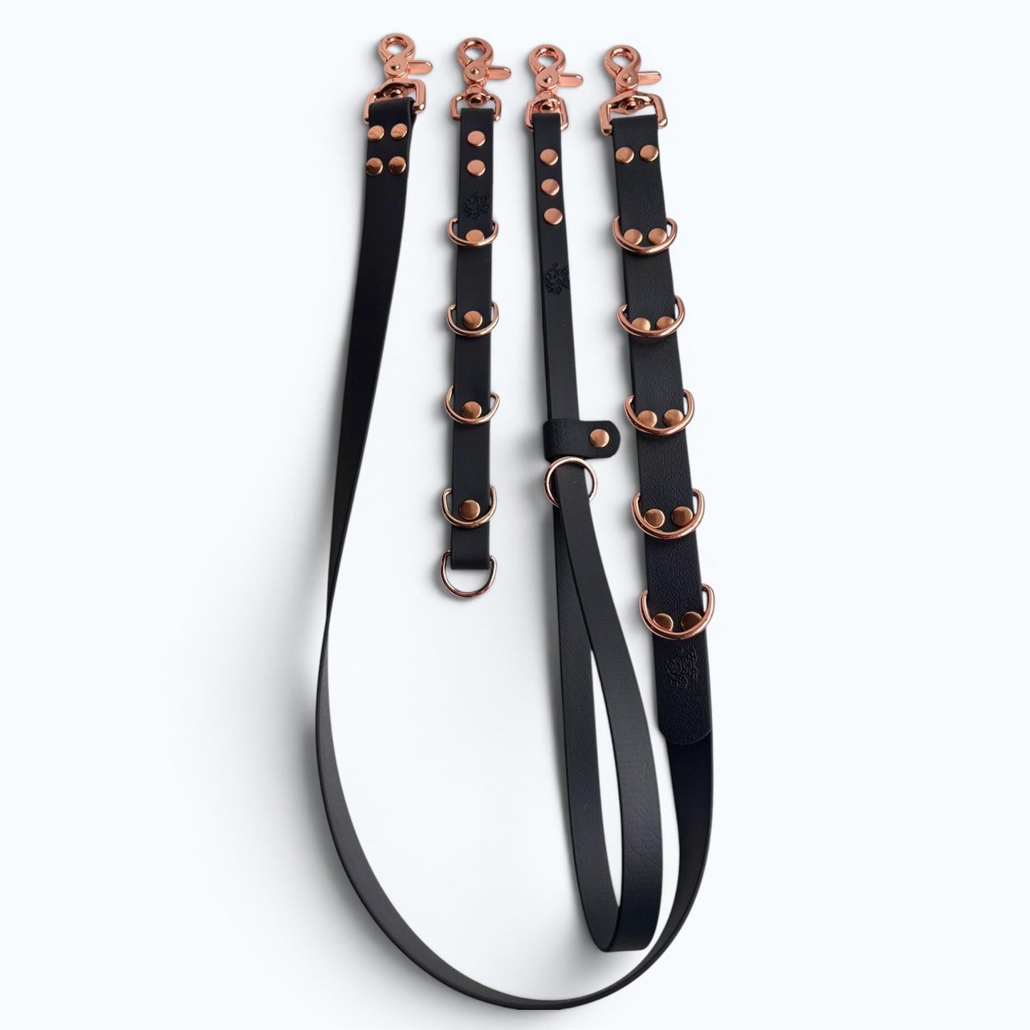 Waterproof Dog Grooming Noose Set: Extender, Belly Strap, Rose Gold Hardware