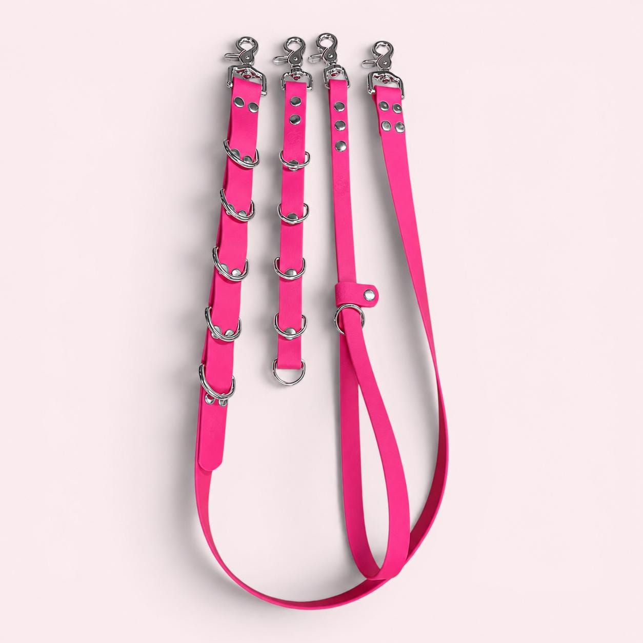 Waterproof Dog Grooming Noose with Extender and Belly Strap: Easy-Clean Webbing Silver Hardware